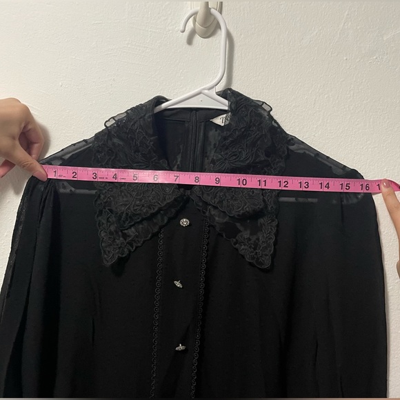 Zara black dot mesh romper with jewel buttons and lace collar - Picture 13 of 16